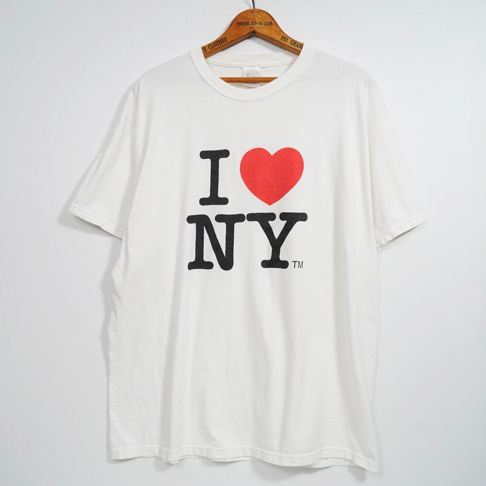 Vintage I Love NY T Shirt XL White Graphic Tourist NYC Tee 90s